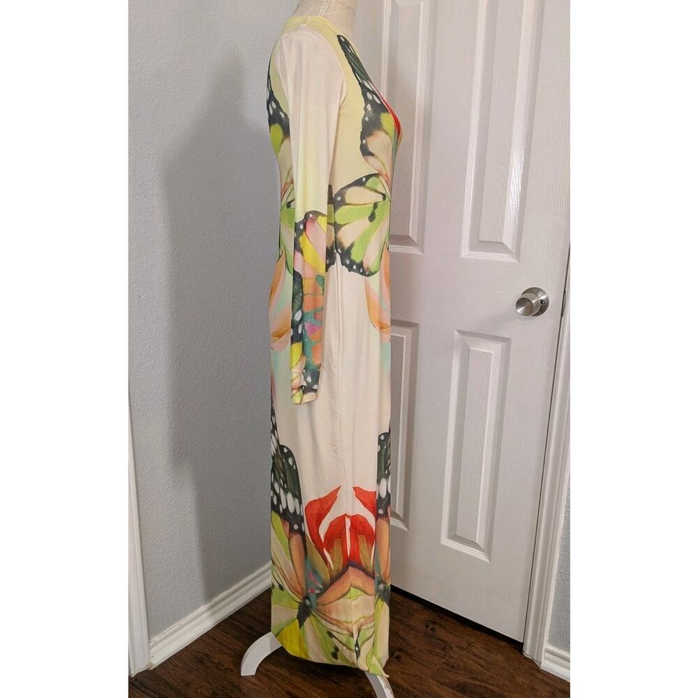 AFRM Didi Printed Long Sleeve Mesh Maxi Dress Butterfly Fairy Medium - Picture 2 of 8